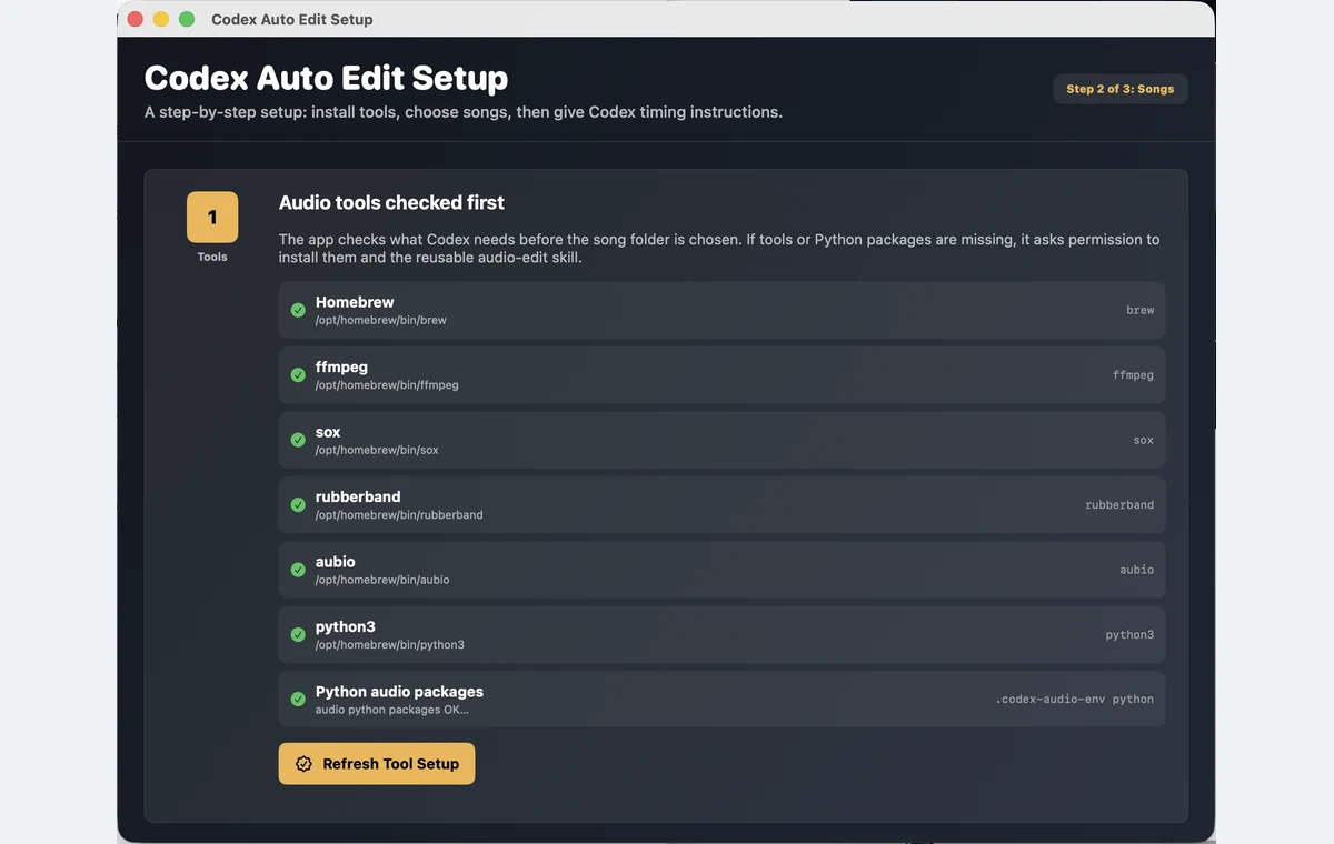Song-selection workflow before timing notes are added.