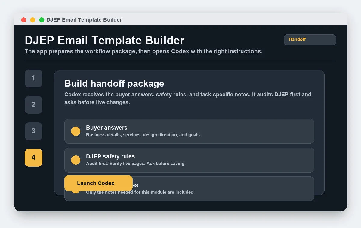 Preview, merge-tag review, and install checklist.