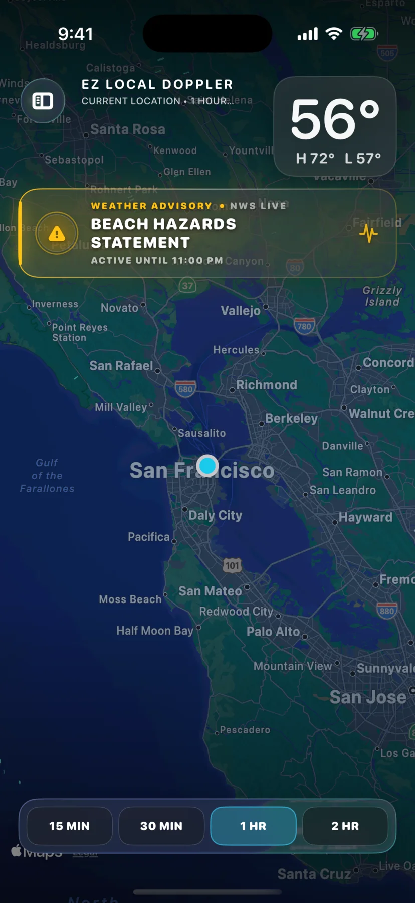 EZ Local Doppler live local weather radar on iPhone