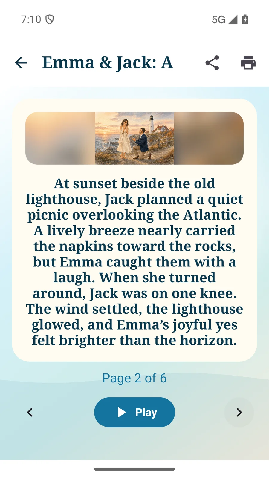 Illustrated Wedding Stories page on an Android phone