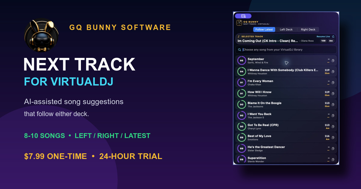 GQ Bunny Next Track for VirtualDJ branded GQ Bunny preview